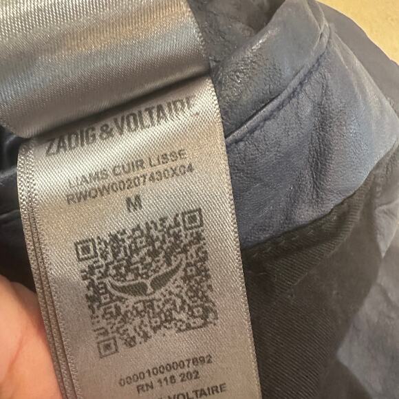 Zadig & Voltaire Blue Real Leather Jacket MEDIUM Cropped Lambskin Designer $800 - Picture 13 of 14